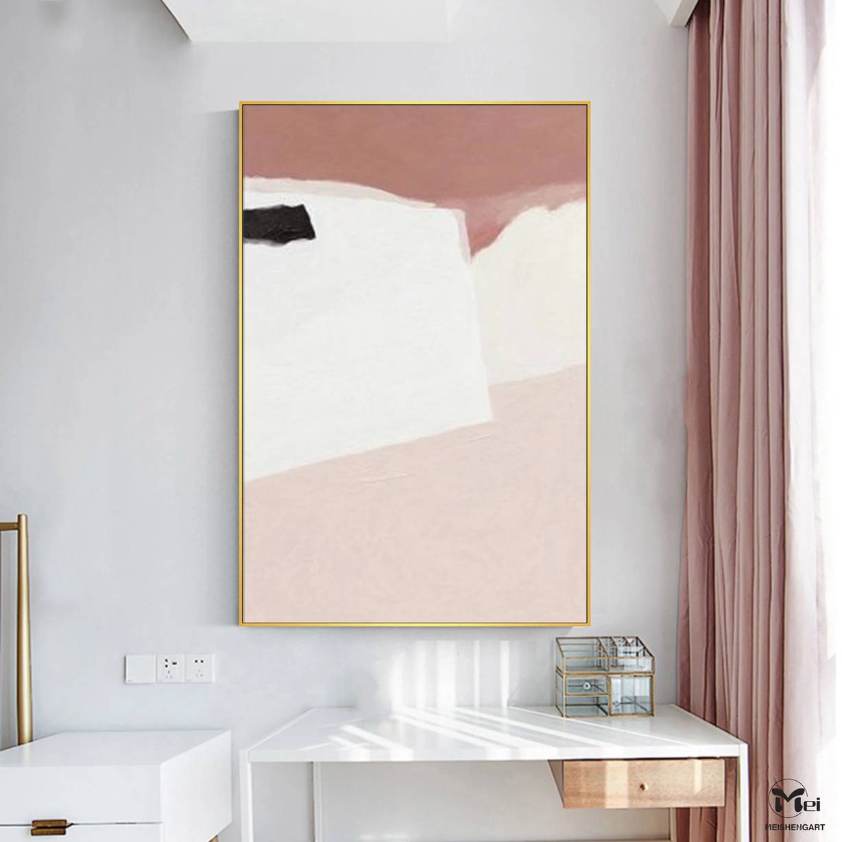 Pink Original Textured Abstract Canvas Wall Art 5GQFG